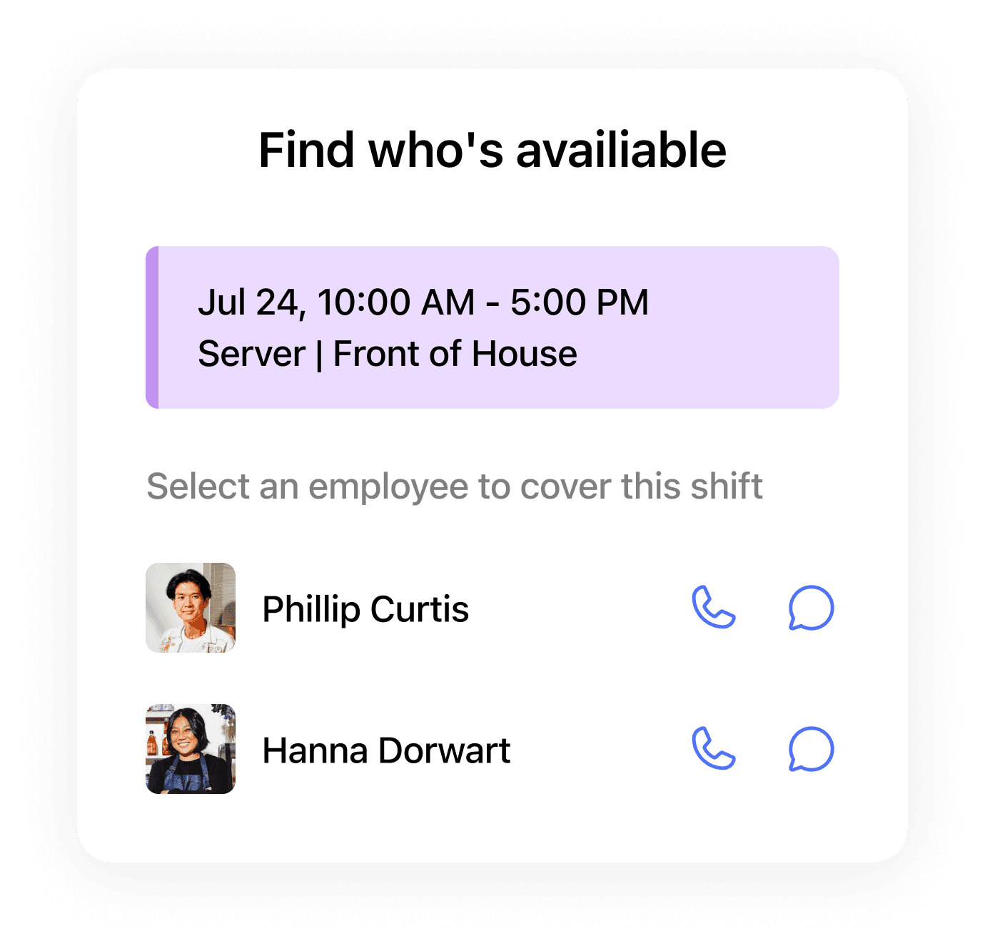 Cut calls, texts, and emails by 50% using 7shifts' team communication tools