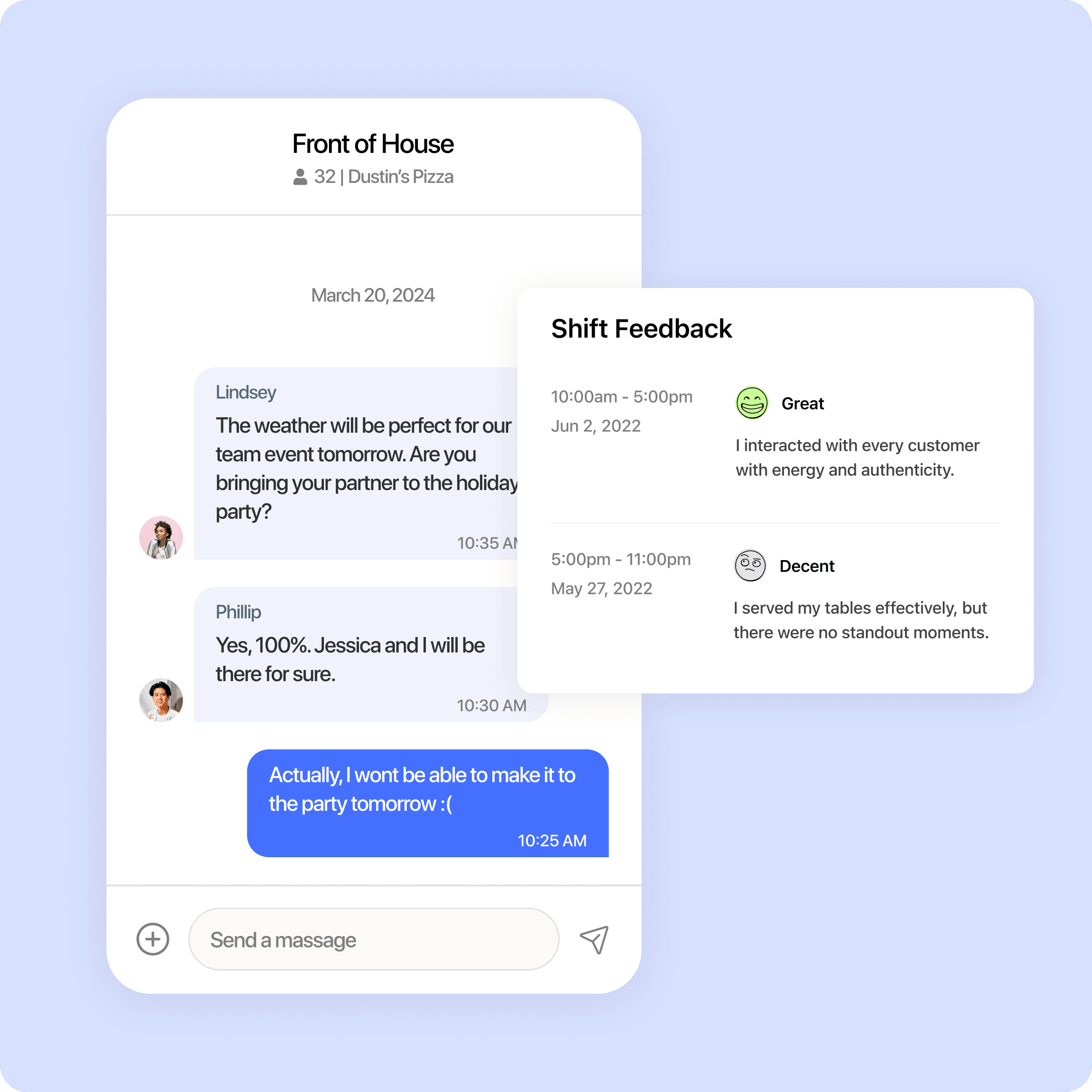 Cut calls, texts, and emails by 50% using 7shifts' team communication tools
