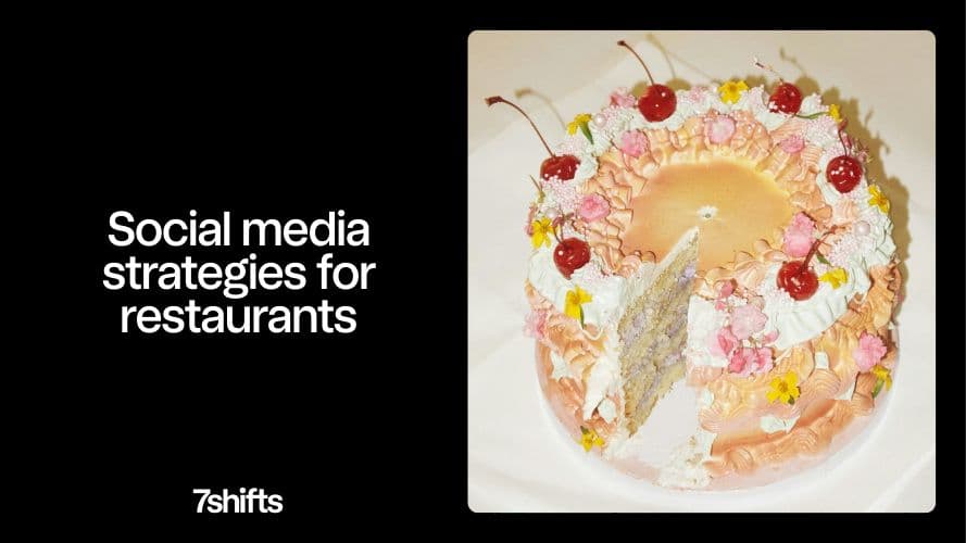 Cake with social media marketing message for restaurants.
