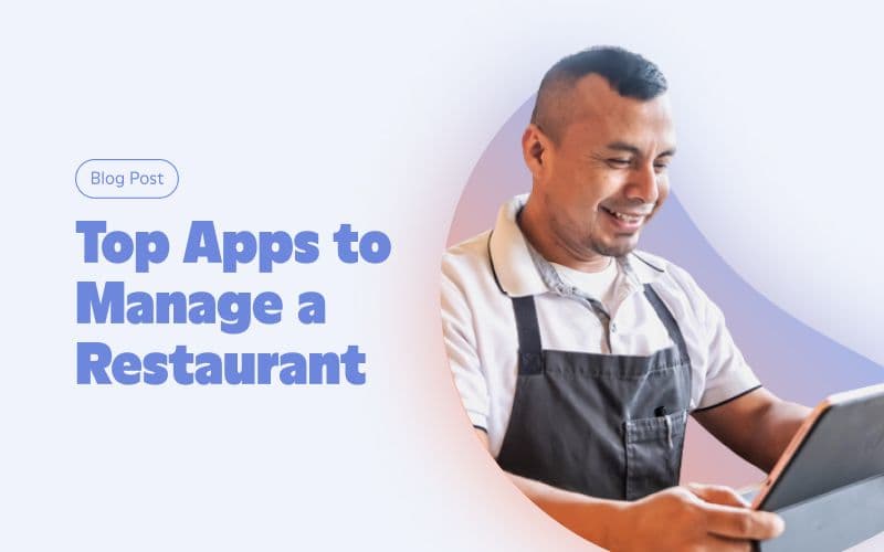 Restaurant manager using tablet for top management apps.