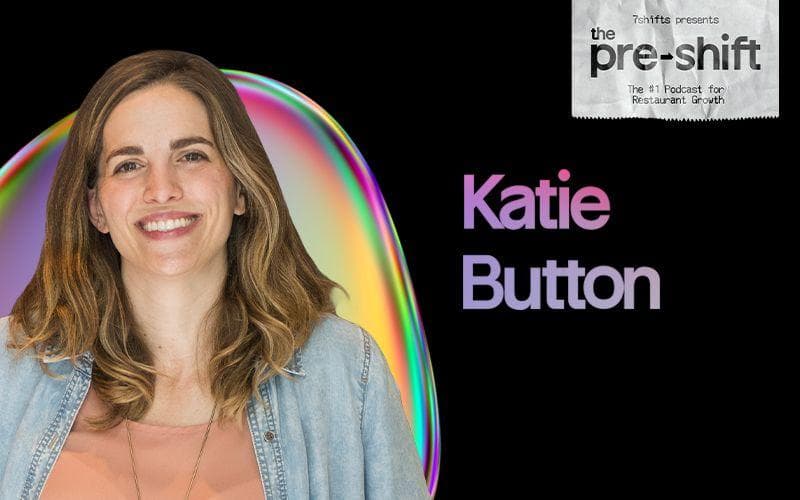 Podcast cover with smiling woman and colorful background.