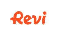 Revi logo in orange text