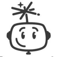 Playful robot face with antenna and smile.