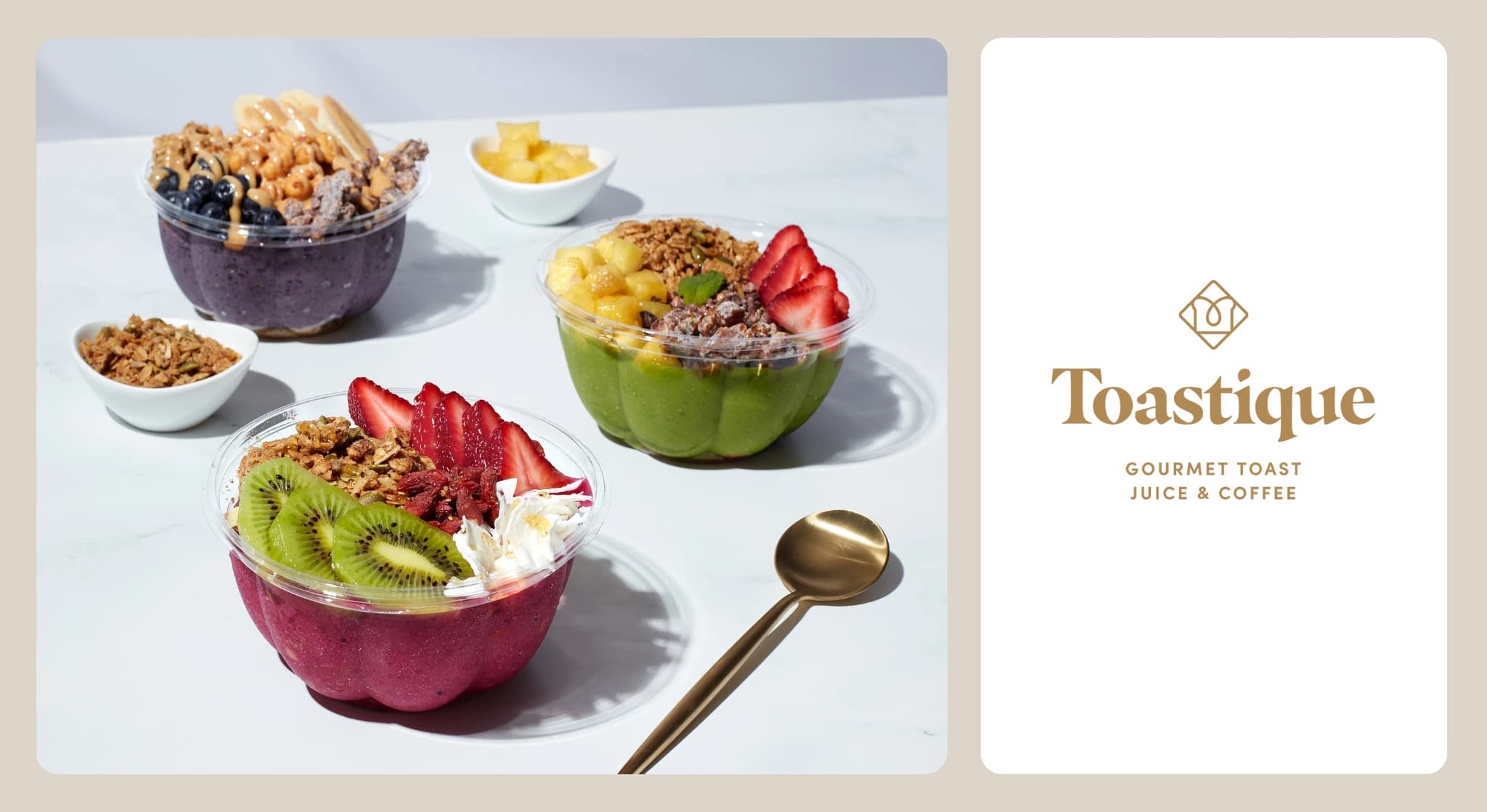 Toastique smoothie bowls with logo