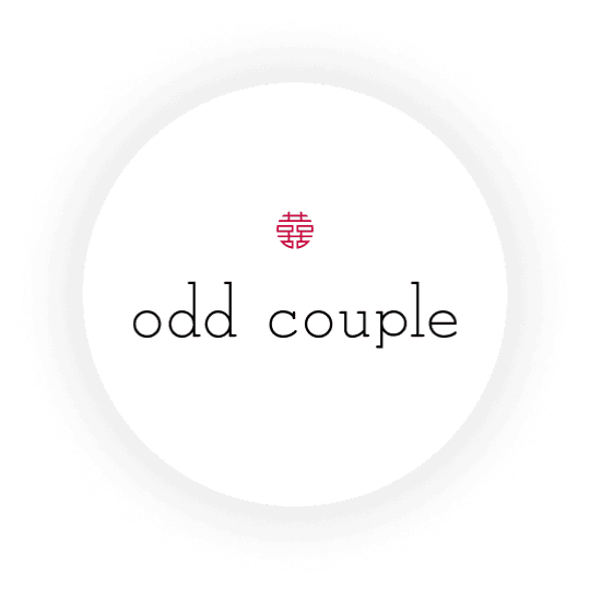 Logo: Odd Couple, red Chinese symbol above text.